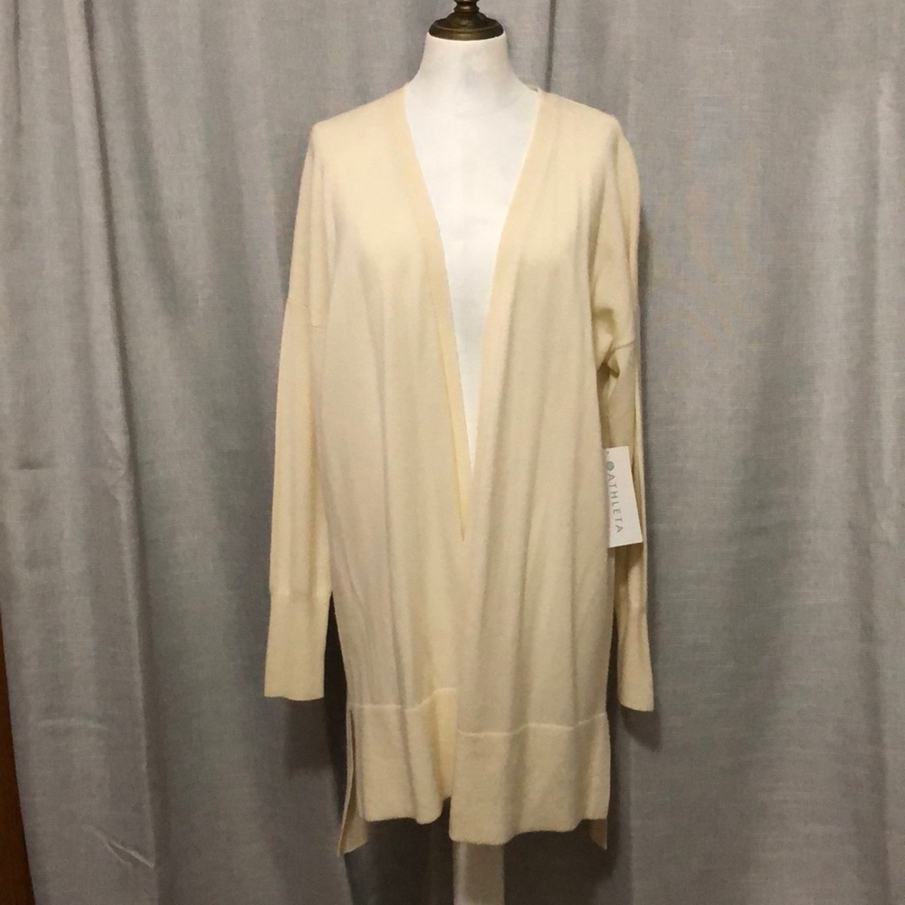 HP🎉-NWT Athleta Step Hem”Star Gazer”Wrap Sweater-Wool/Cashmere-Cream-Sz M